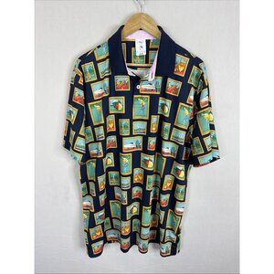 Puma Arnold Palmer Golf Polo Mens XL Navy Print Umbrella AOP Shirt